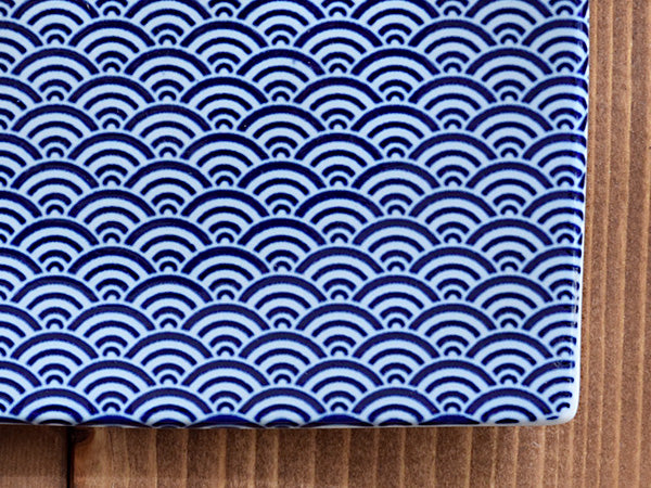 5.3" Blue Square Plates Set of 2 - Ocean Waves