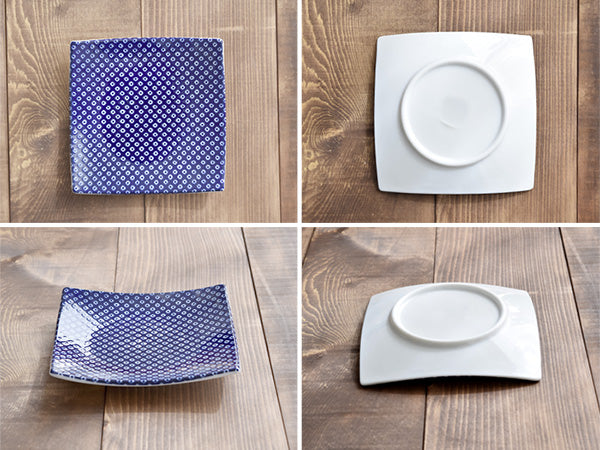 5.3" Blue and White Square Plates Set of 2 - Dapple