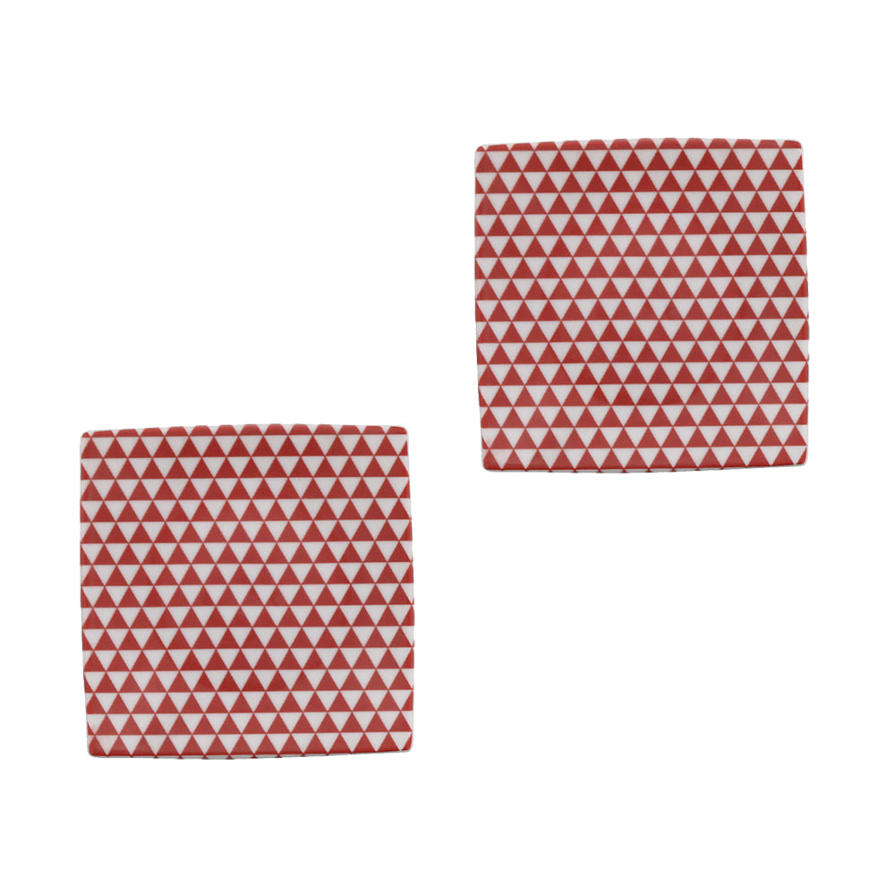 Yama 5.3" Red and White Square Plates Set of 2 - Mountain