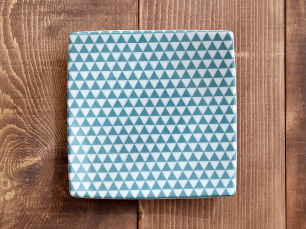 Yama 6.2" Green and White Square Plates Set of 2 - Mountain