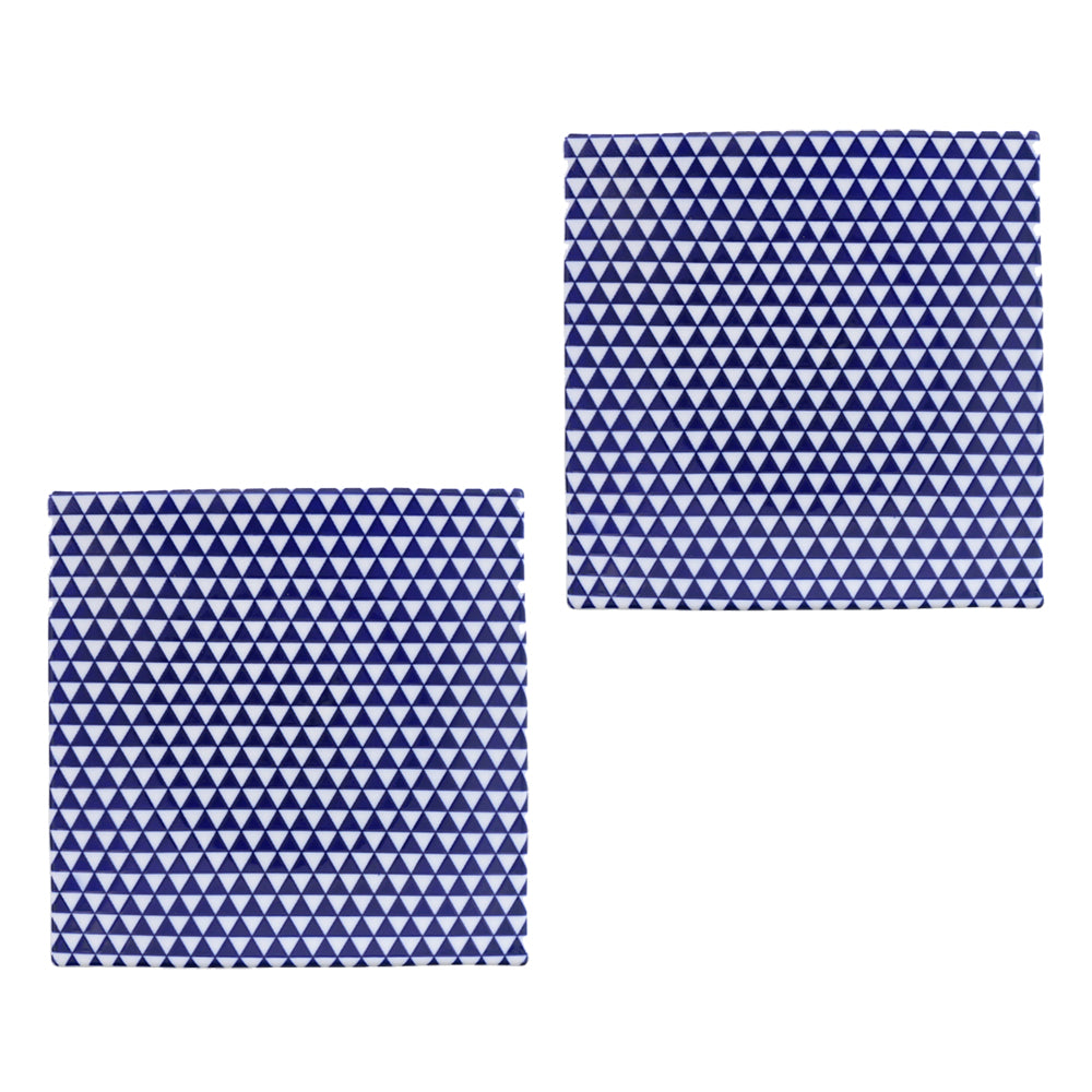 Yama 7.8" Blue and White Square Plates Set of 2 - Mountain