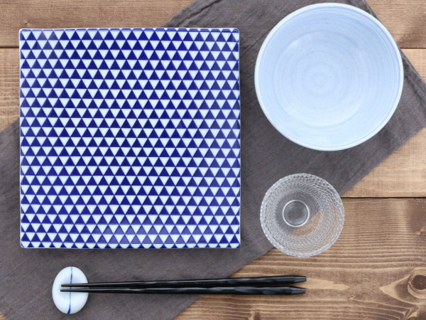 Yama 7.8" Blue and White Square Plates Set of 2 - Mountain