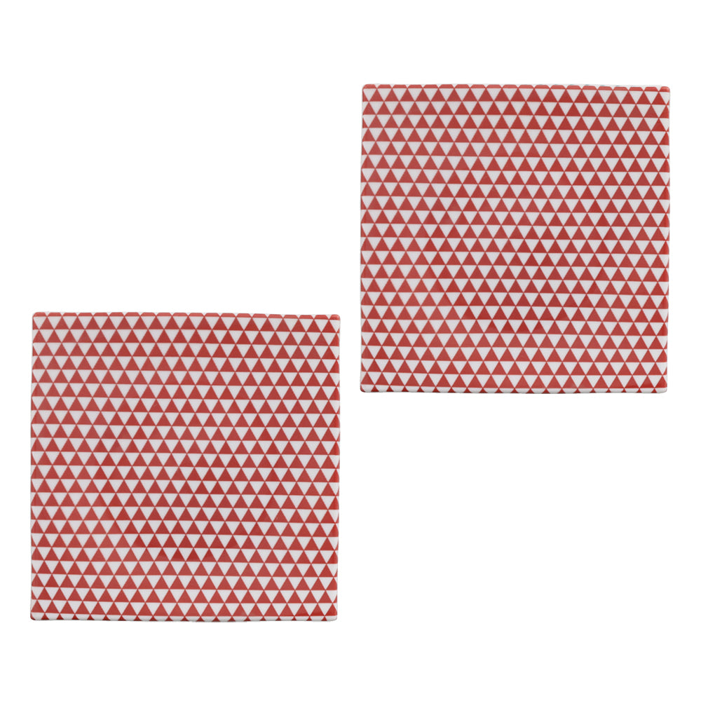 Yama 7.8" Red and White Square Plates Set of 2 - Mountain