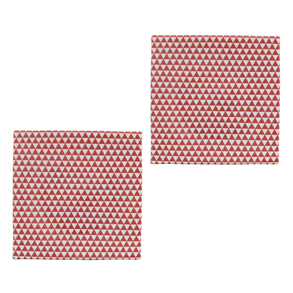 Yama 7.8" Red and White Square Plates Set of 2 - Mountain