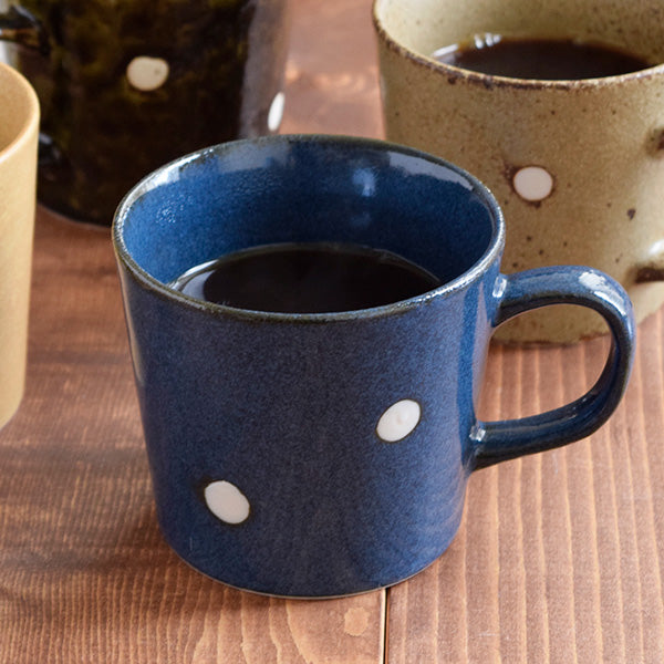 Minoruba Polka Dot Coffee Mug and Saucer Set of 2 - Blue