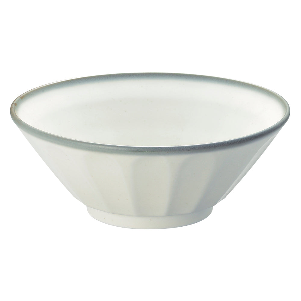 Large 50 oz Ramen, Donburi Bowl White-Gray Scraped-Style (Shinogi) 6.8