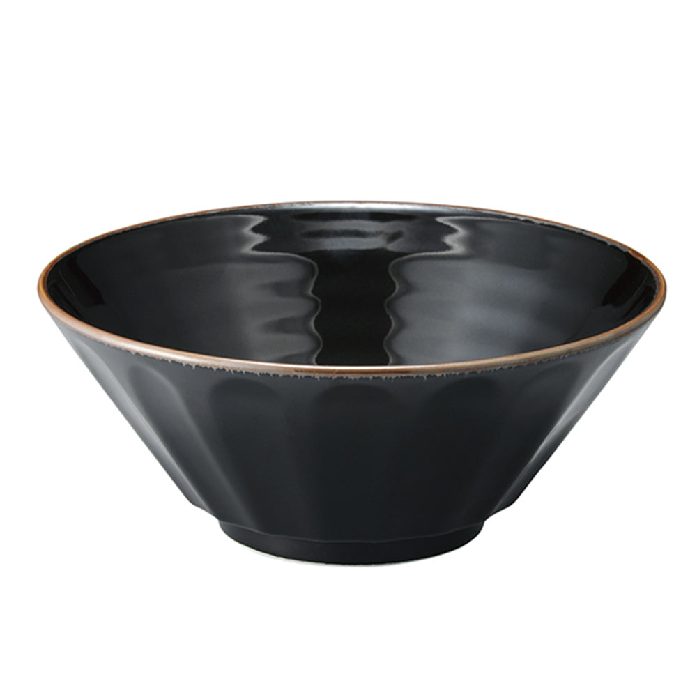 Large 50 oz Ramen, Donburi Bowl Deep-Black Scraped-Style (Shinogi) 6.8