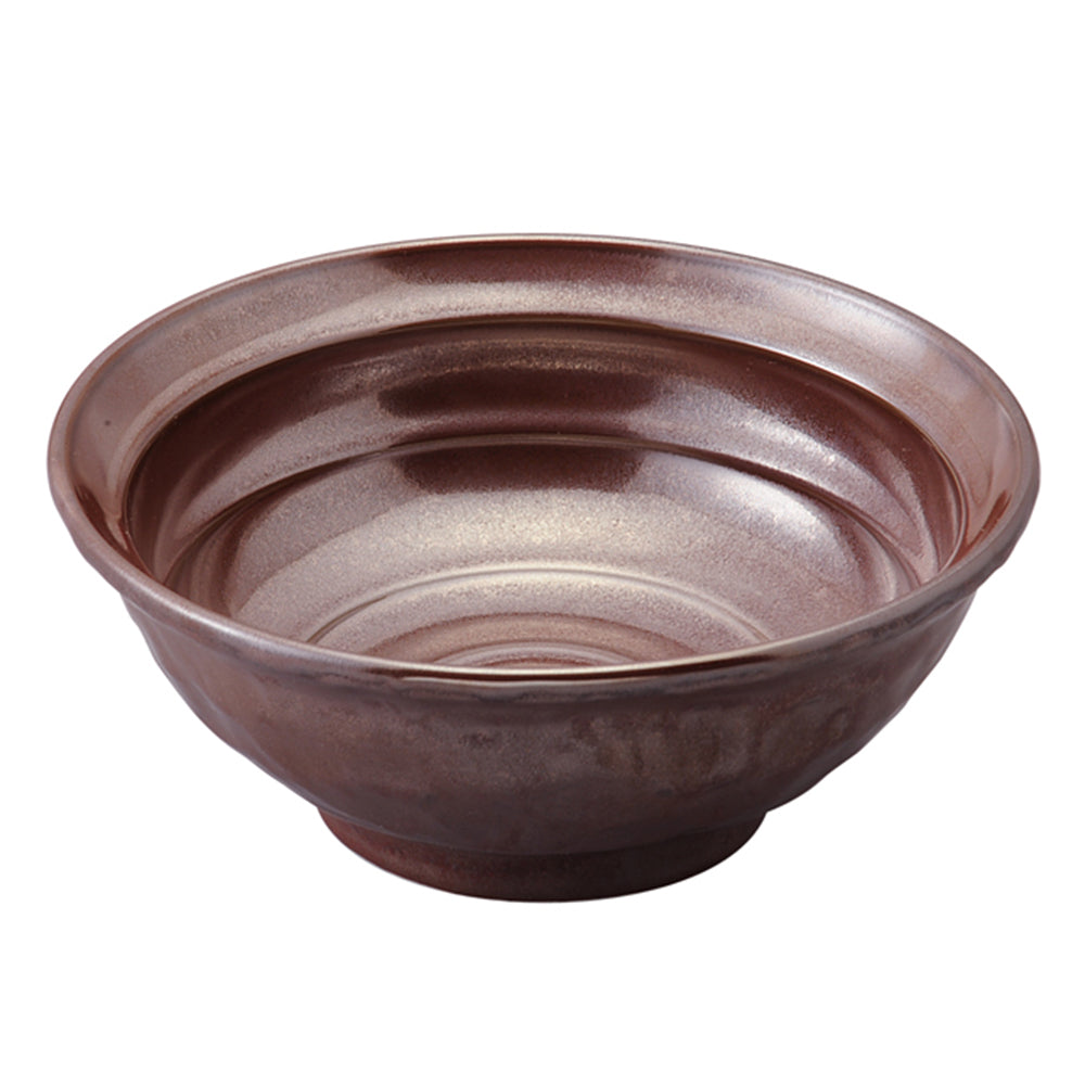 47 oz Ramen, Donburi Bowl Red-Iron Glaze with Uneven Surface (Ishimegata) 6.8