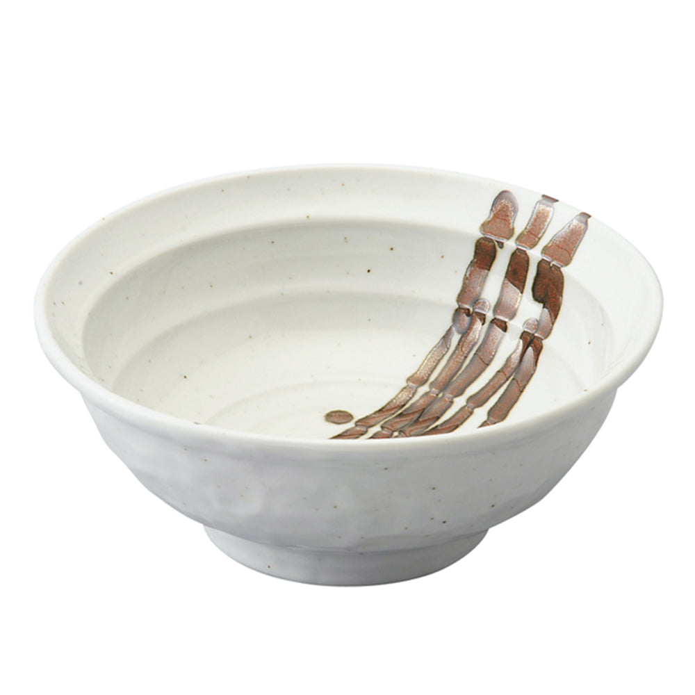 47 oz Ramen, Donburi Bowl Iron Red Glaze Paint Shirahagi with Uneven Surface (Ishimegata) 6.8