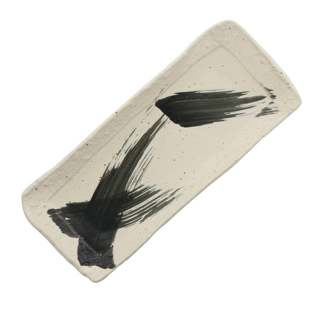 Black and White Rectangular Appetizer Plate Set of 2