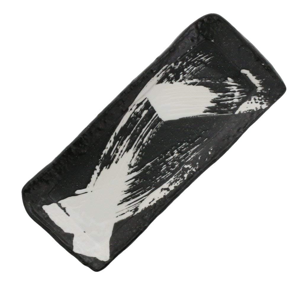Black and White Rectangular Appetizer Plate Set of 2