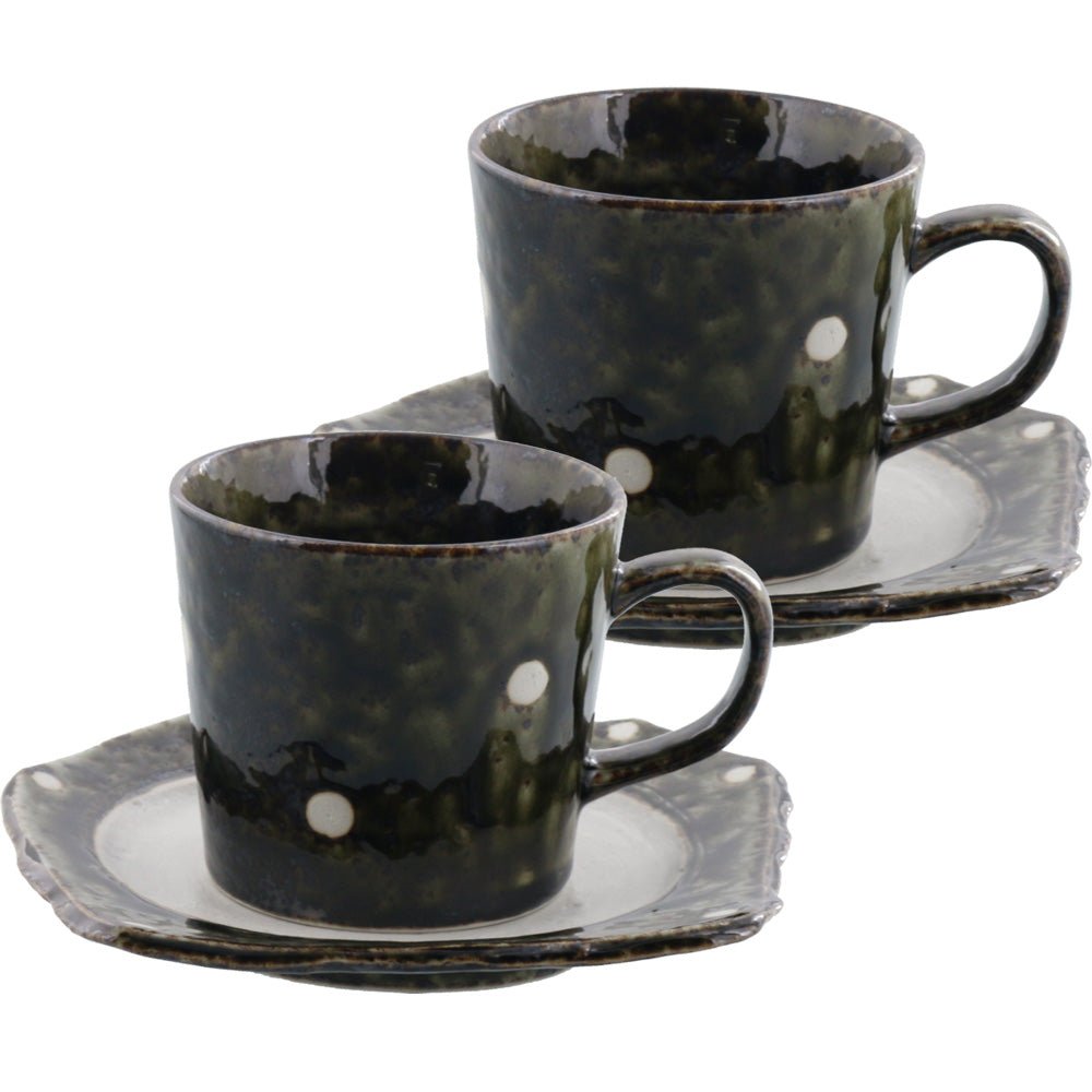 Minoruba Polka Dot Coffee Mug and Saucer Set of 2 - Oribe