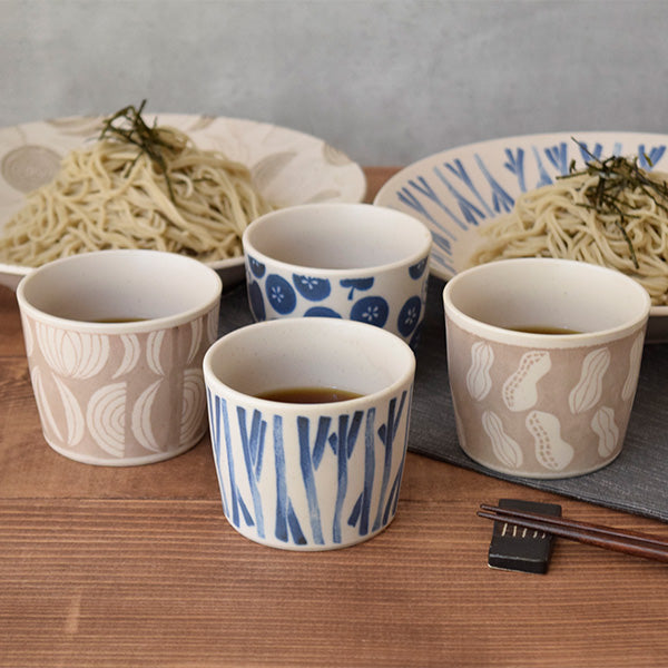 7.8 Ounce Soba Choko Cups Set of 4 - Assorted Vegetable Designs