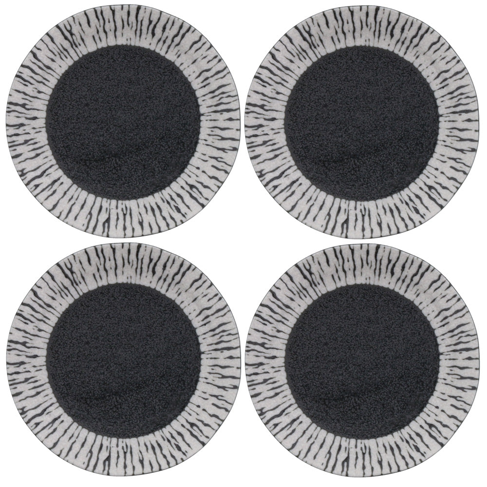 Yuteki Black and White Appetizer Plate Set of 4 - Zebra