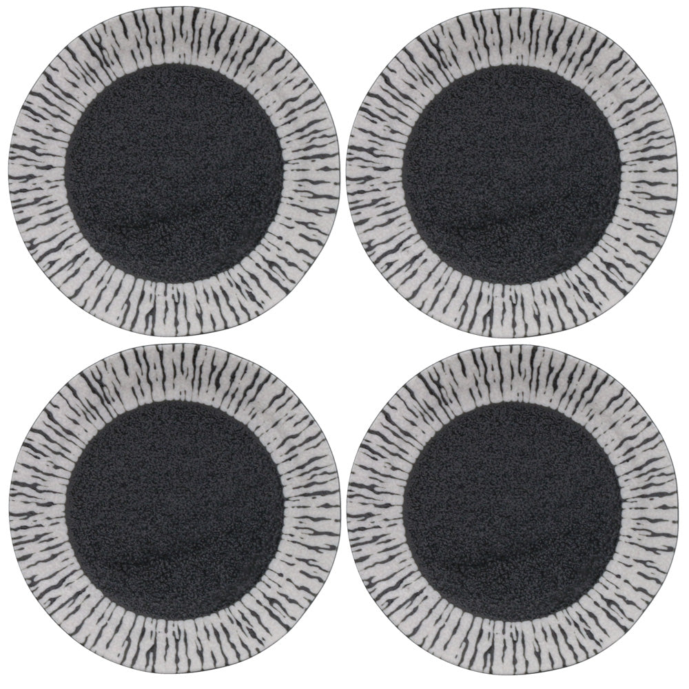 Yuteki Black and White Appetizer Plate Set of 4 - Zebra