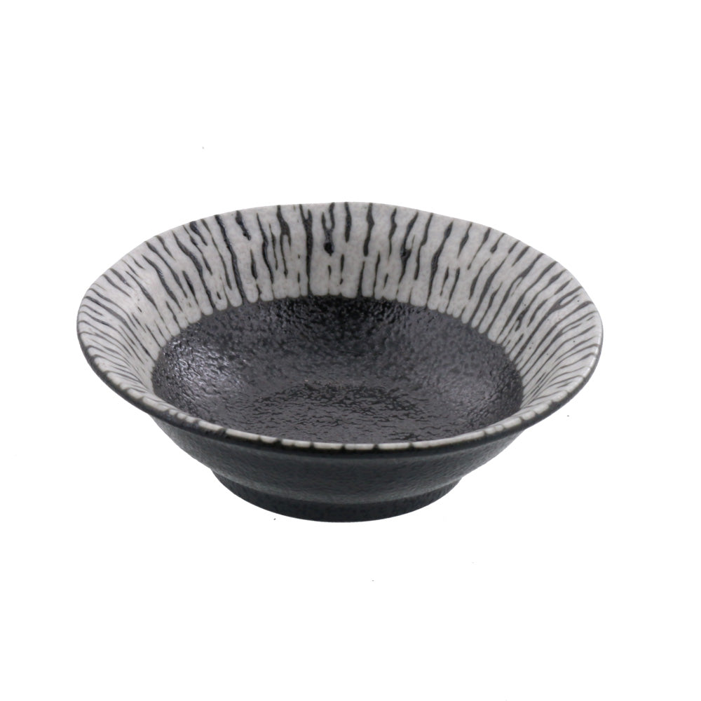 4.3" Yuteki Black and White Small Appetizer Bowl Kobachi Set of 6 - Zebra