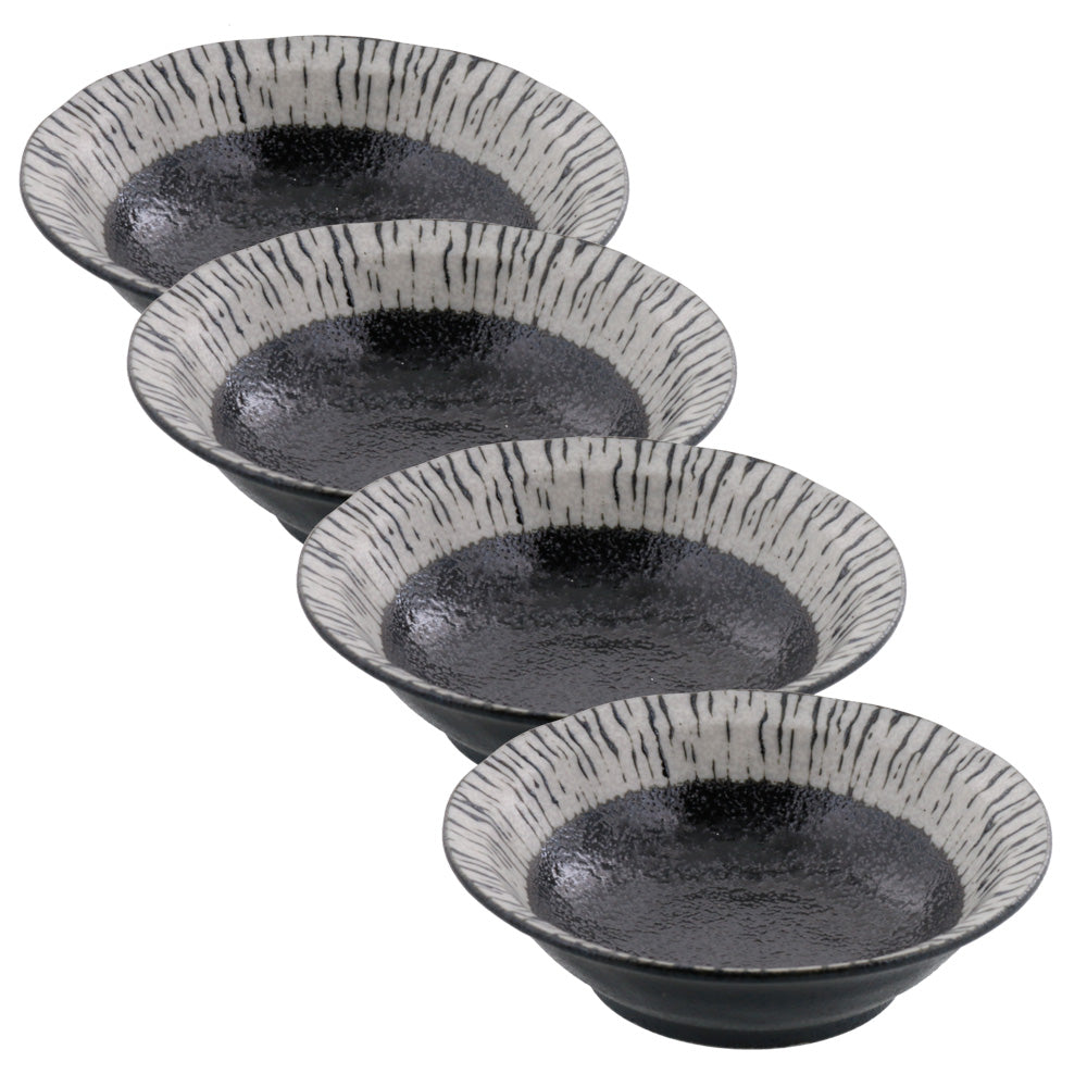 5.4" Yuteki Black and White Dessert Bowl Set of 4 - Zebra