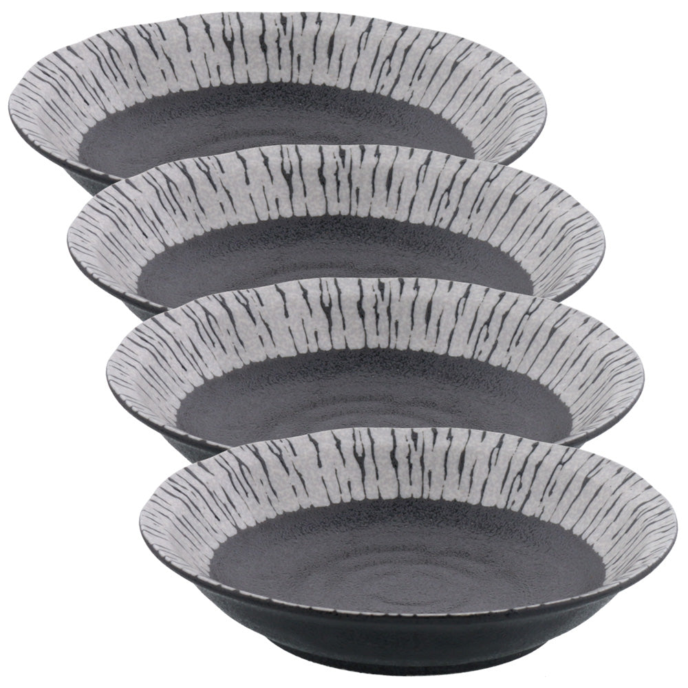 Yuteki Black and White Pasta Bowl Set of 4 - Zebra