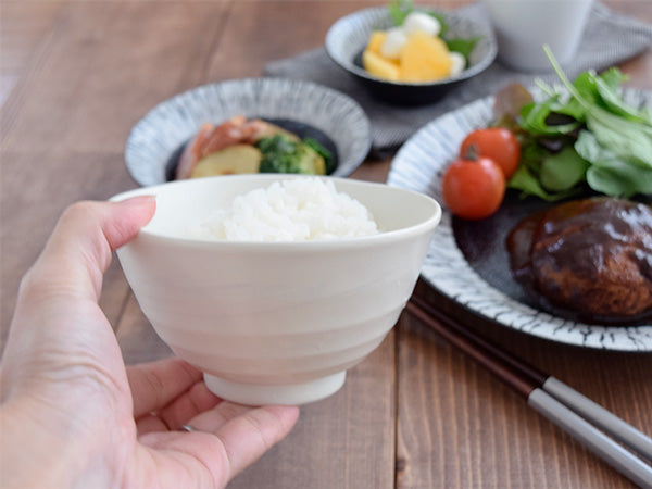 Cream Rice Bowl Set of 4 - Spiral