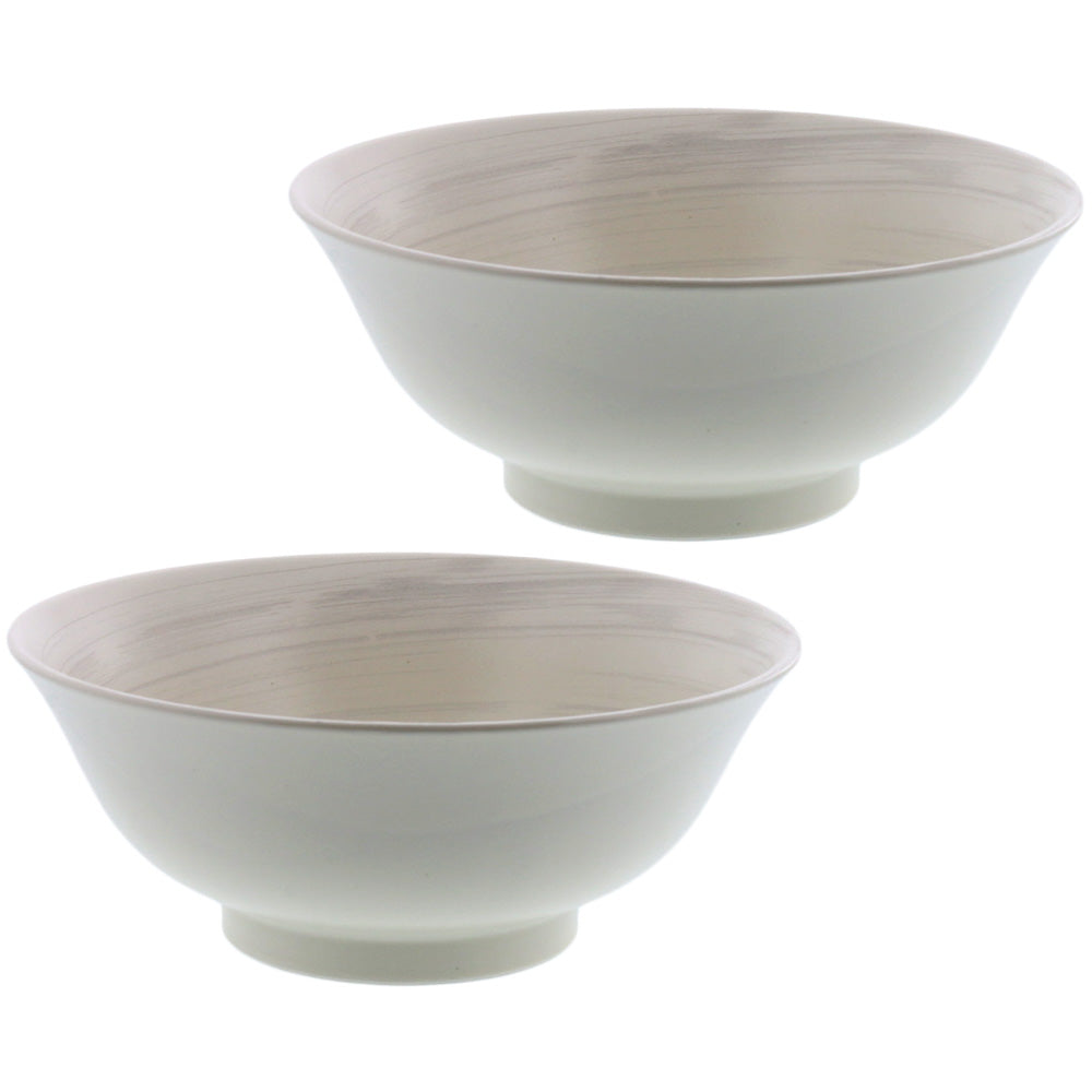 Cream Ramen Donburi Bowl Set of 2 - Spiral