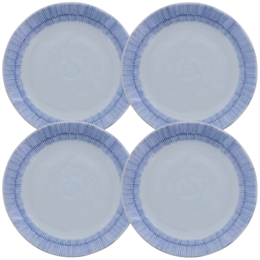 Tokusa 4-Piece Appetizer Plate Set - Blue and White