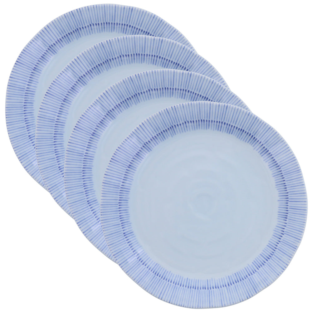 Tokusa 4-Piece Dinner Plate Set - Blue and White