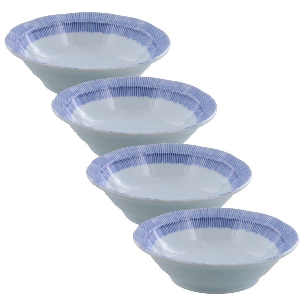 5.4" Tokusa Bowl Set of 4 - Blue and White