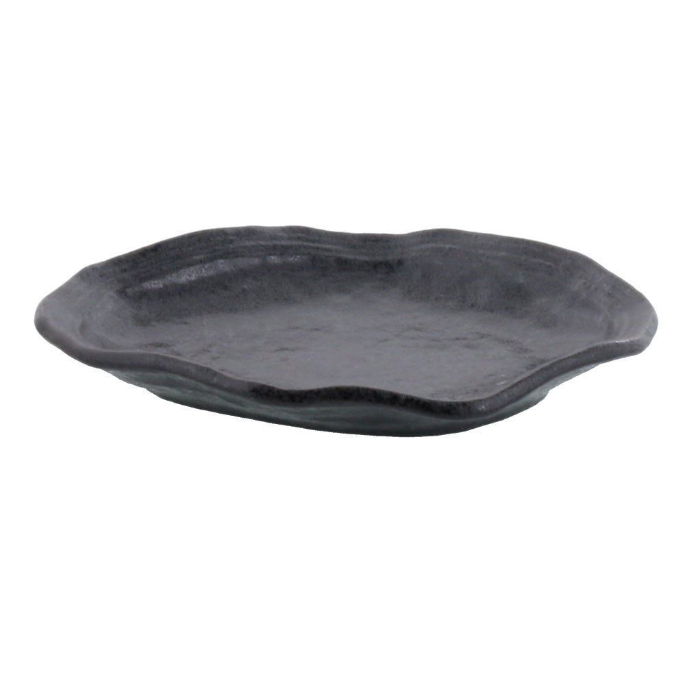 Black Asymmetrical Plate Set of 2 - Tenmoku
