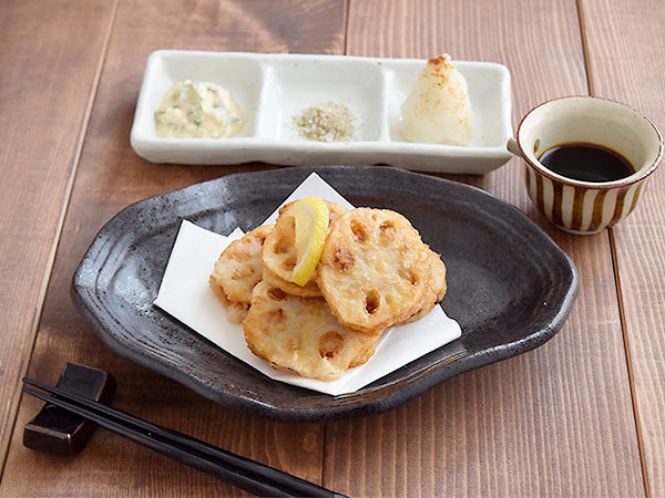 Black Asymmetrical Plate Set of 2 - Tenmoku