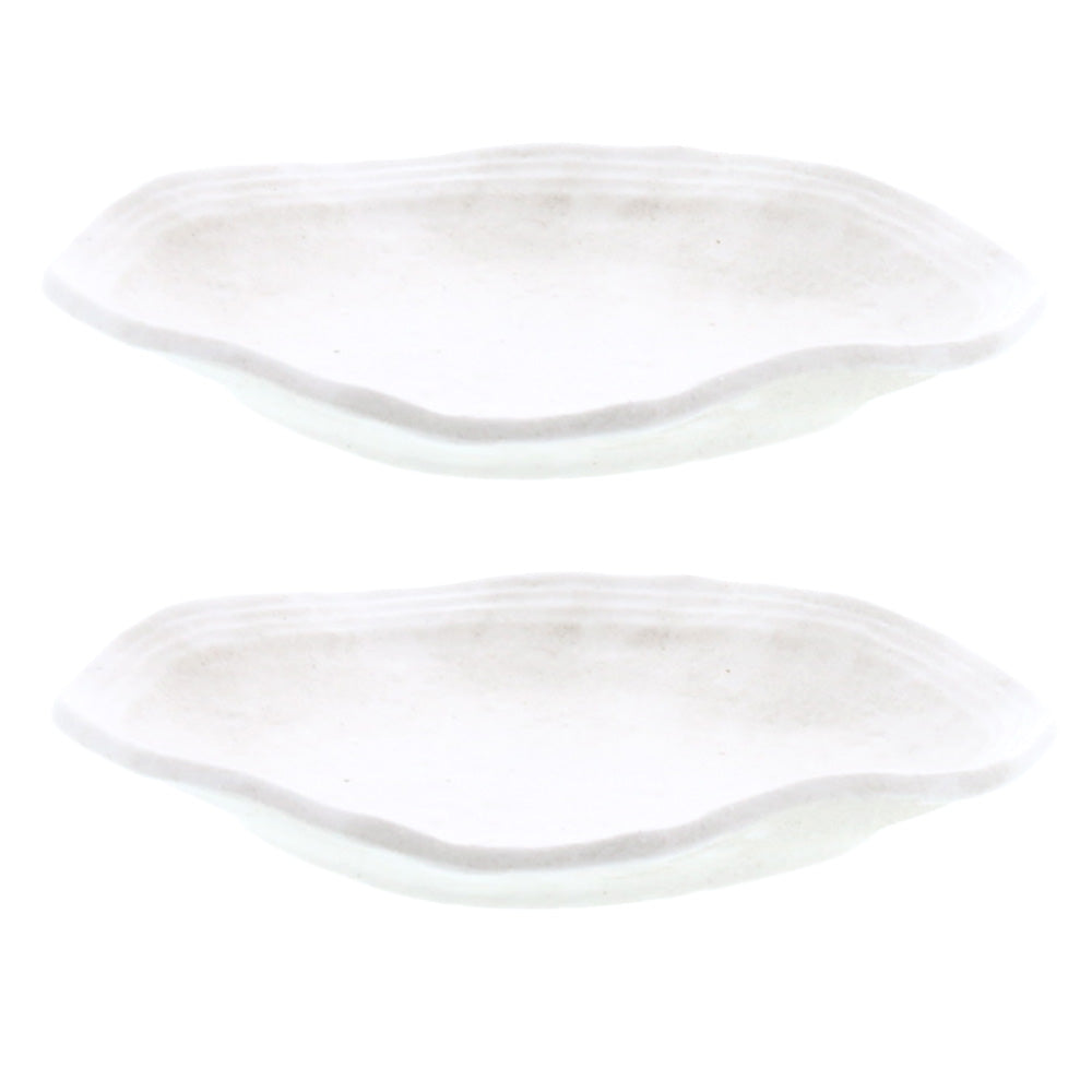 White Asymmetrical Plate Set of 2 - Kohiki