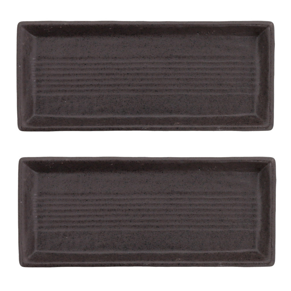 Rectangular Appetizer Plate Set of 2 - Black/Tenmoku