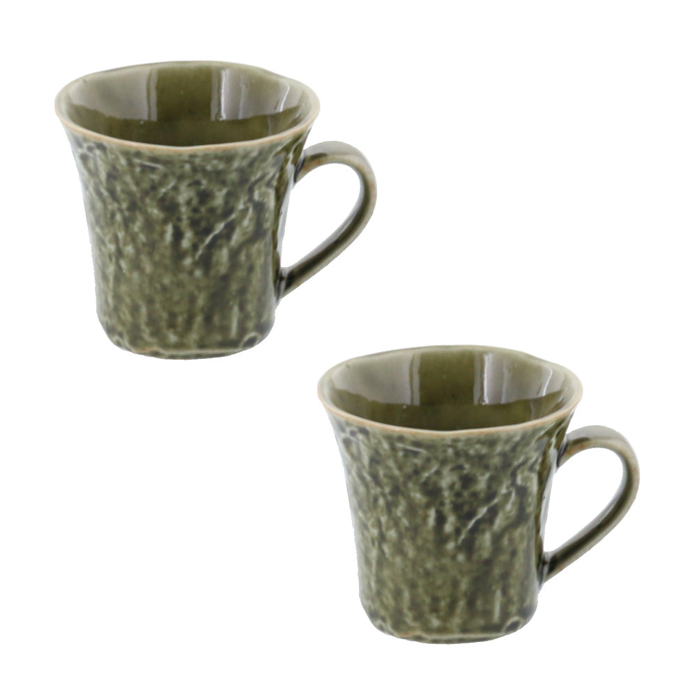 6.4 oz Dark Green Ishime Mug Set of 2 - Oribe