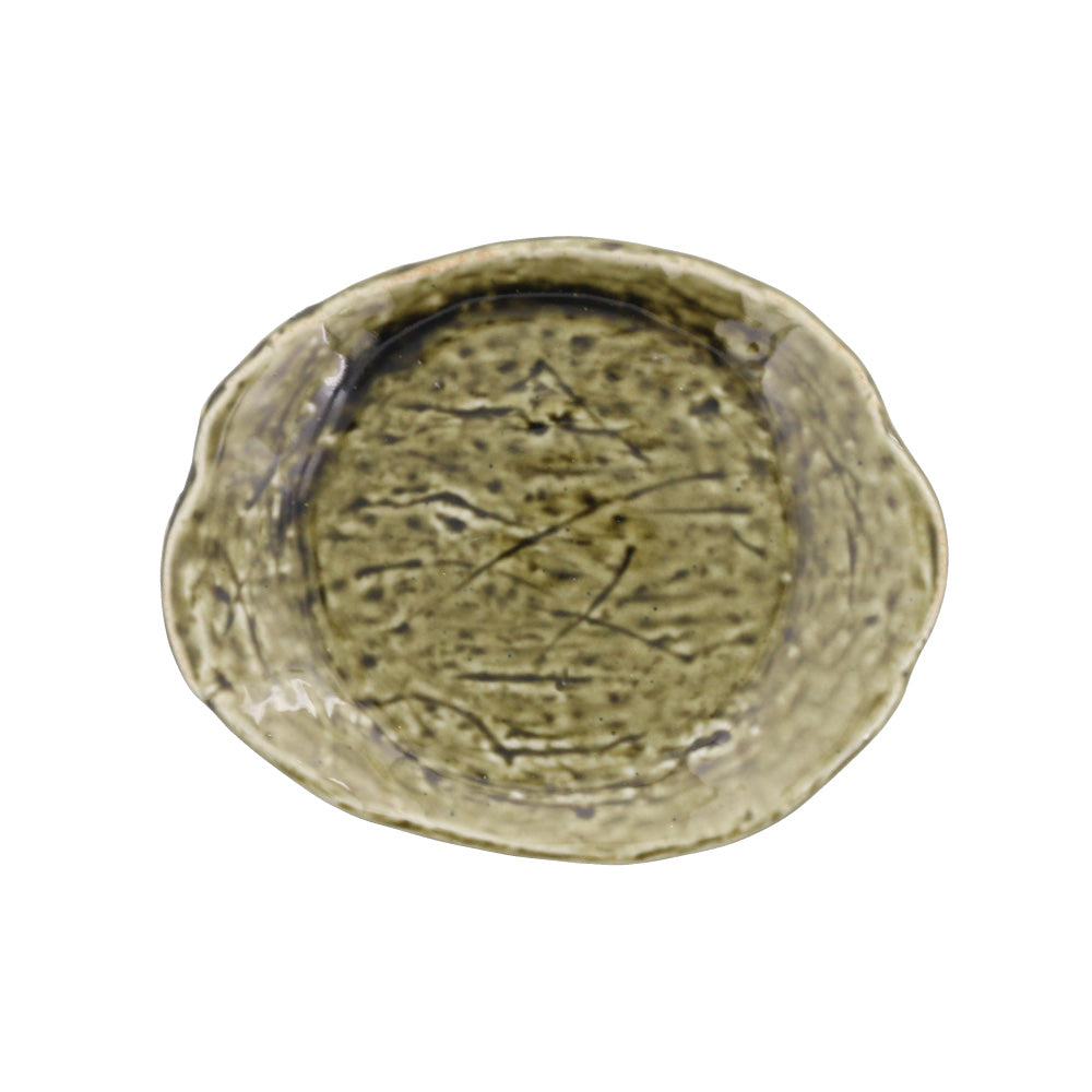 Asymmetrical Round Plate Set of 4 - Oribe/Dark Green