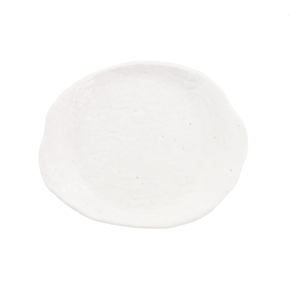 Asymmetrical Round Plate Set of 4 - White/Kohiki