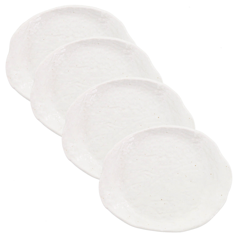 Asymmetrical Round Plate Set of 4 - White/Kohiki
