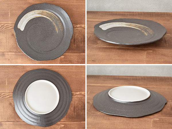 10.7" Swirl Dinner Plates Set of 2 - Black