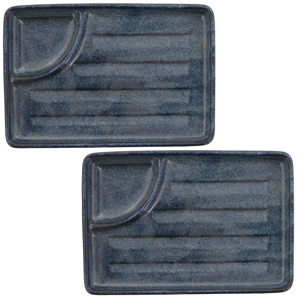 Divided Appetizer Plate Set of 2 - Dark Blue