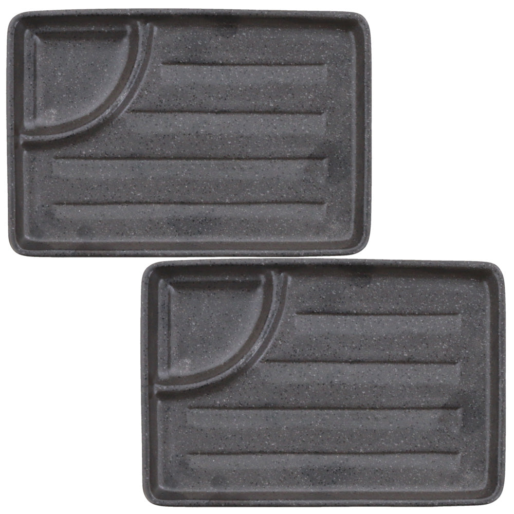 Divided Appetizer Plate Set of 2 - Black