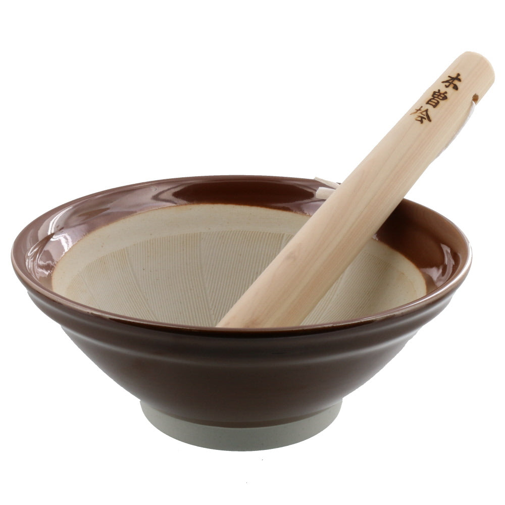 Traditional Mortar & Pestle Set (Suribachi & Surikogi) Extra Large 9.7 inches