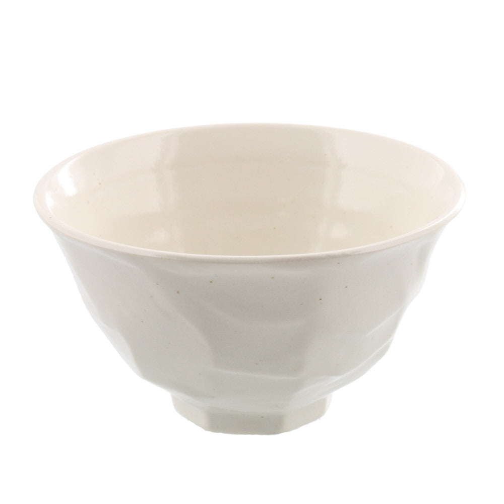 Shaved Ceramic Rice Bowls Set of 4 - White/Kohiki