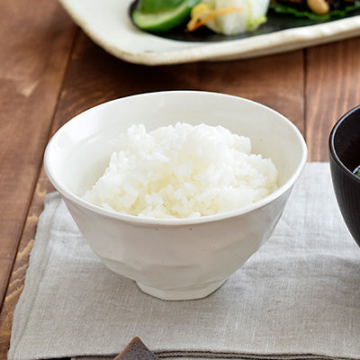 Shaved Ceramic Rice Bowls Set of 4 - White/Kohiki