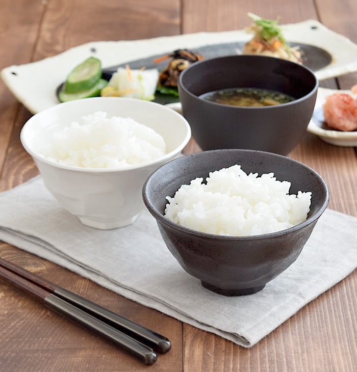 Shaved Ceramic Rice Bowls Set of 4 - White/Kohiki