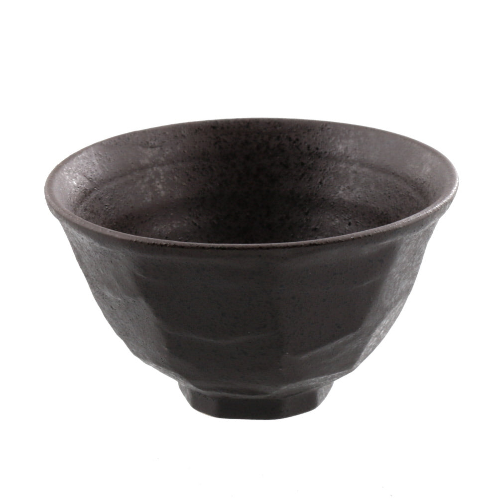 Shaved Ceramic Rice Bowls Set of 4 - Black