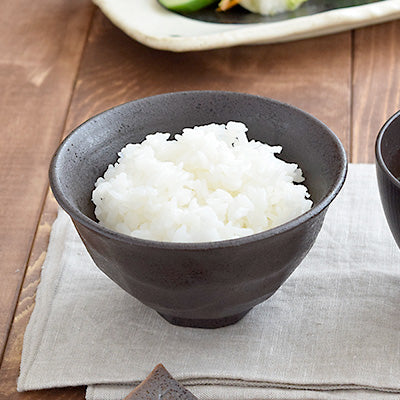 Shaved Ceramic Rice Bowls Set of 4 - Black