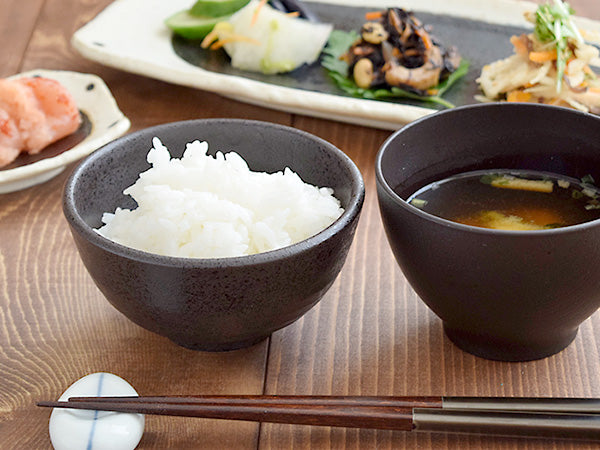 Ceramic Rice Bowls Set of 4 - Black