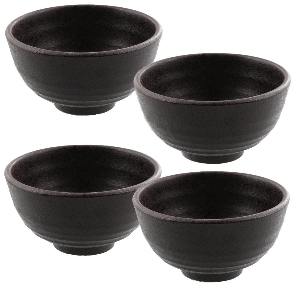 Ceramic Rice Bowls Set of 4 - Black