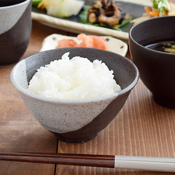 Ceramic Rice Bowl Set of 2 - Black/Gray