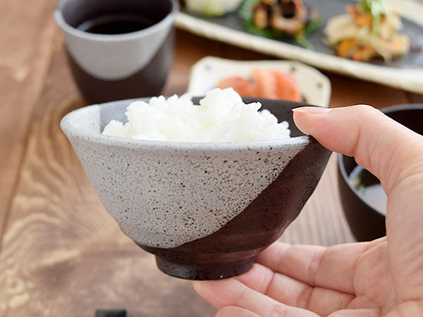 Ceramic Rice Bowl Set of 2 - Black/Gray