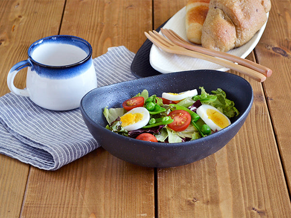 Minoruba 7.7" Japanese Oval Bowls Set of 2 - Black