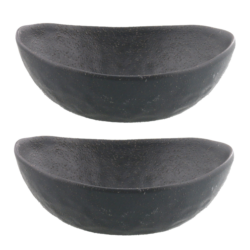 Minoruba 7.7" Japanese Oval Bowls Set of 2 - Black